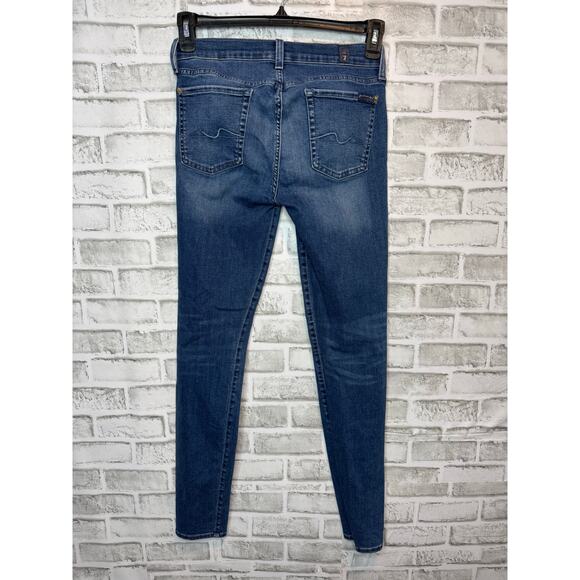 7 For All Mankind Mid Rise Dark Wash Cotton/Elastane Jeans Women's 29 - Picture 4 of 6